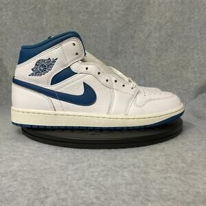 NEW Men's Jordan 1 Mid SE White/Industrial Blue-Sail (FN5215 141) SIZE 10.5